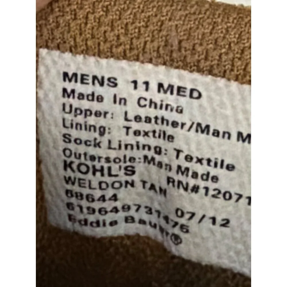 Eddie Bauer Mens Weldon Tan Leather‎ Boots Size 11 Medium
